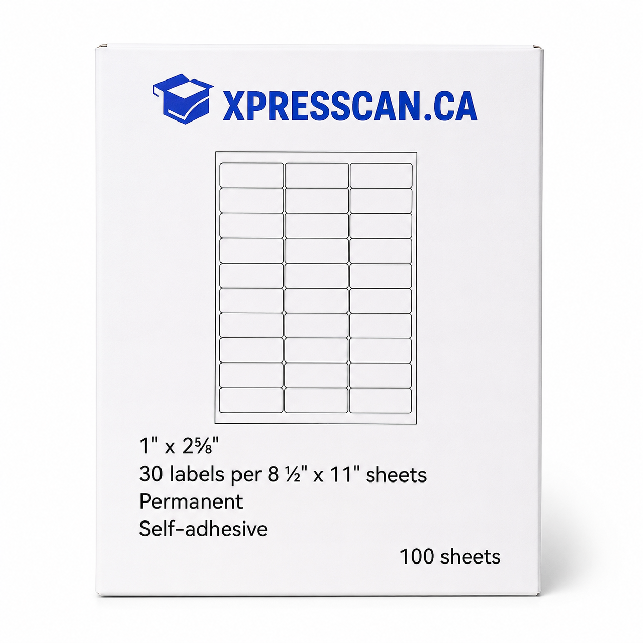 Étiquettes FNSKU 1" x 2-5/8" – 30 étiquettes par page – 100 feuilles
