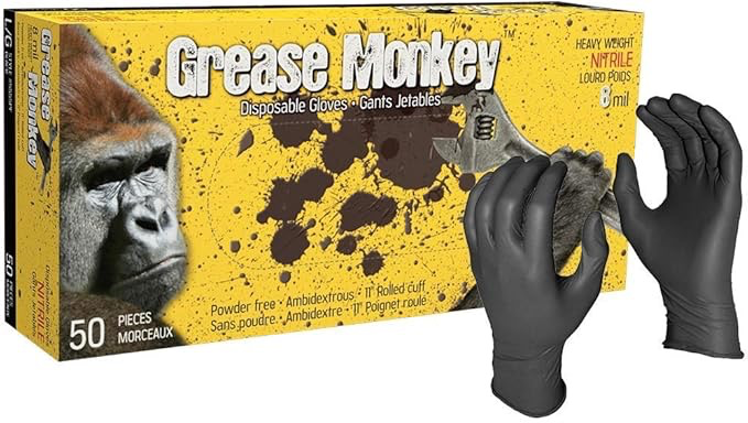 GREASE MONKEY 5555PF NITRILE GLOVES 0.2 MM, BOX OF 50