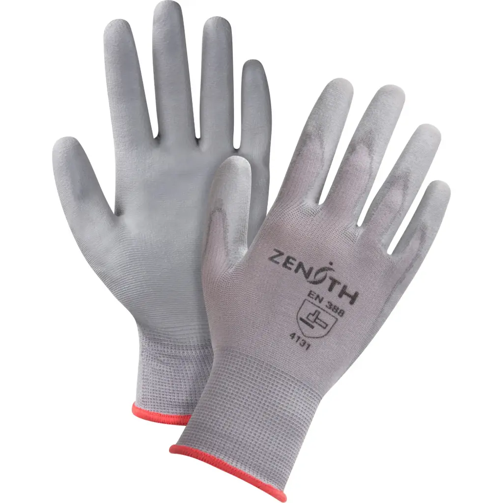 PRODUITS DE SÉCURITÉ ZENITH GANTS EN NYLON ENDUITS DE POLYURÉTHANE SANS DMF, 9/GRAND, RÊVETEMENT POLYURÉTHANE, CALIBRE 15, ENVELOPPE EN NYLON 