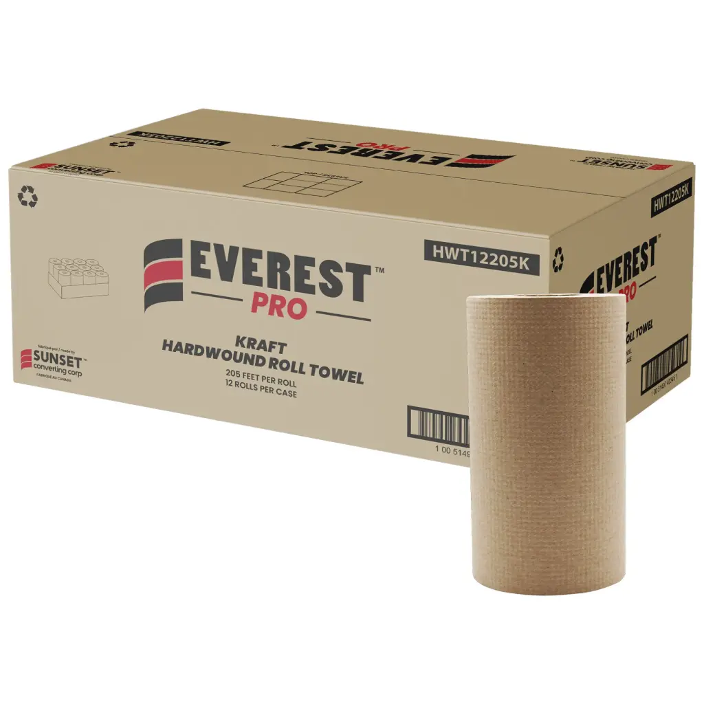 KRAFT ROLL TOWELS, 1 PLY, CENTER-PULL, 205’ LENGTH