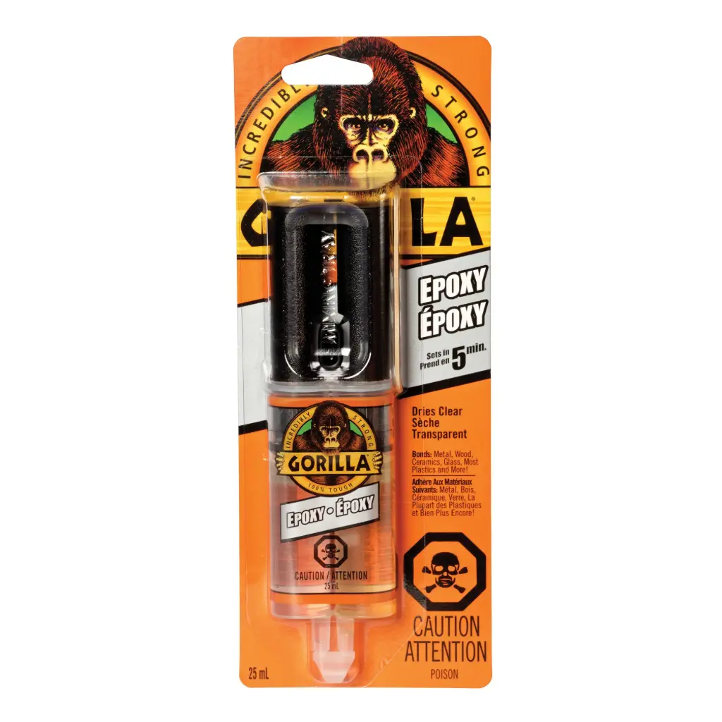 [NKA479] ÉPOXYDE, DEUX COMPOSANTS, CARTOUCHE DOUBLE, 0,85 OZ., TRANSPARENT - GORILLA