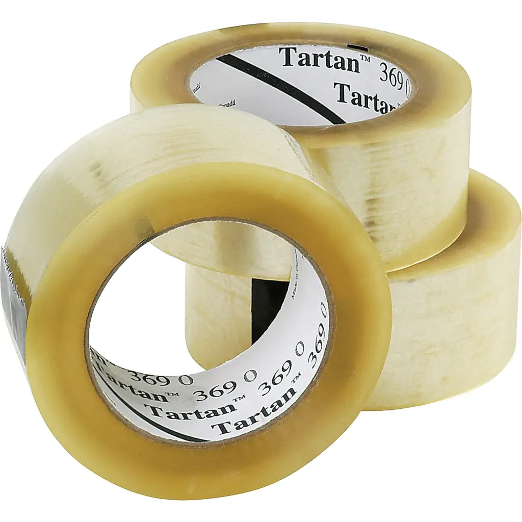 TARTANMC 369 PACKAGING TAPE, ACRYLIC ADHESIVE, 1.6 MIL, 48 MM (1-22/25”) X 132 M (432’)