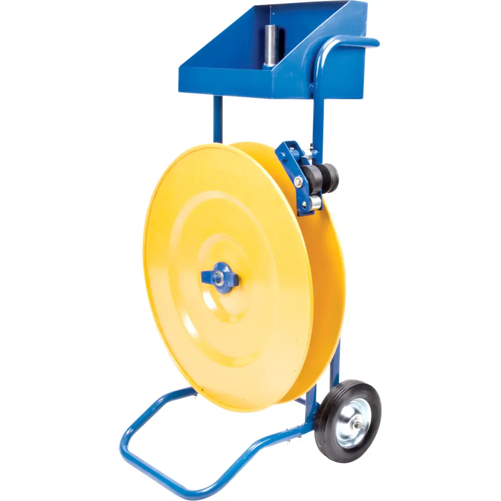 STRAPPING DISPENSER, POLYESTER/STEEL/POLYPROPYLENE STRAPPING, CORE DIA 16”/8”, ROLL WIDTH 3”/8”/6”