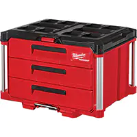 BOÎTE À OUTILS AVEC 3 TIROIRS PACKOUT, 16-1/3" X 14-1/3" X 22-1/5", NOIR/ROUGE – MILWAUKEE
