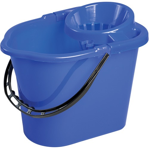BUCKET WITH CONE WRINGER, STRAINER, 3.75 GAL US (15 PINTS), BLUE