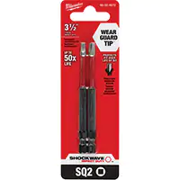 EMBOUT DE TOURNEVIS SHOCKWAVE IMPACT DUTY CARRÉE #2 PRISE 1/4'' LONGUEUR 3-1/2'' MILWAUKEE UAL028