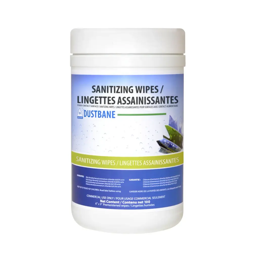 DISINFECTANT WIPES FOR FOOD CONTACT SURFACES, 6”X10”, 100 WIPES