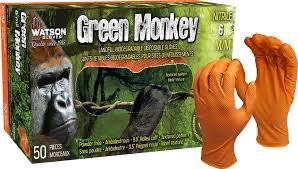 WATSON GLOVES GREEN MONKEY BIODEGRADABLE NITRILE DISPOSABLE GLOVES 6 MM