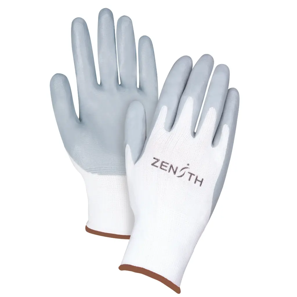 LIGHTWEIGHT BREATHABLE COATED GLOVES, SIZE 9/LARGE, NITRILE FOAM COATING, 13-GAUGE, POLYESTER SHELL