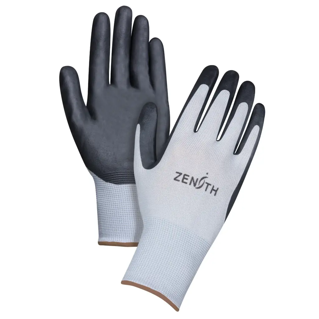 LIGHTWEIGHT BREATHABLE COATED GLOVES, SIZE 9/LARGE, NITRILE FOAM COATING, GAUGE 13, POLYESTER SHELL