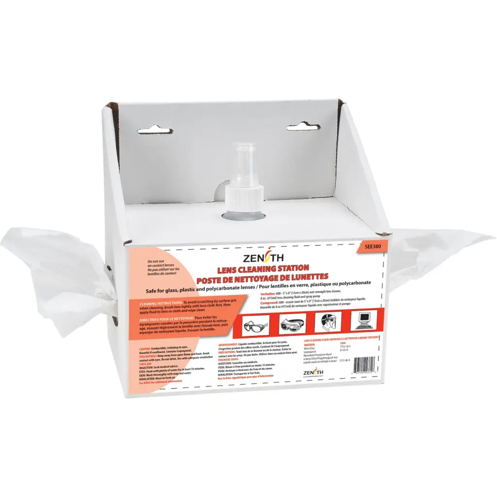 [SEE380] STATION DE NETTOYAGE DE LENTILLES JETABLE, CARTON, 8” L X 4” P X 8” H