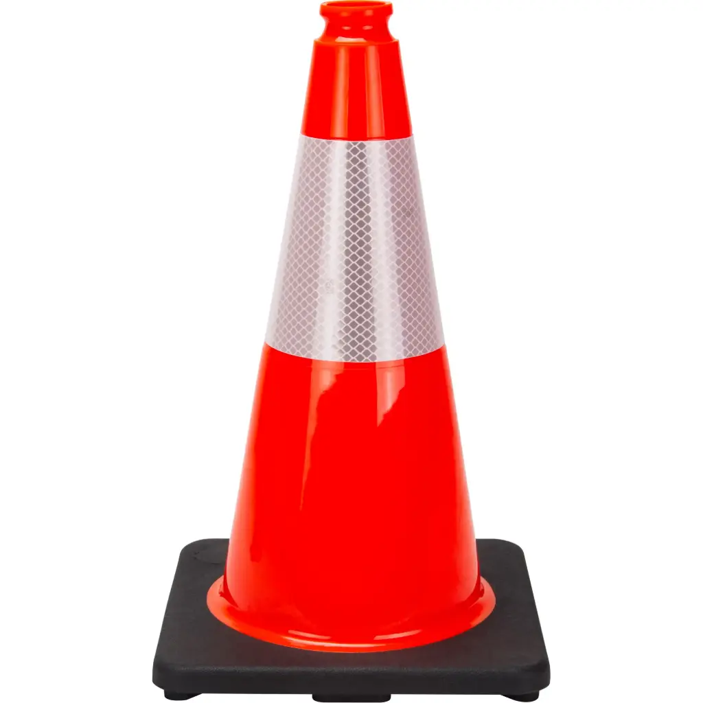 HIGH-QUALITY ORANGE TRAFFIC CONE 18’’ WITH 6” REFLECTIVE STRIPE