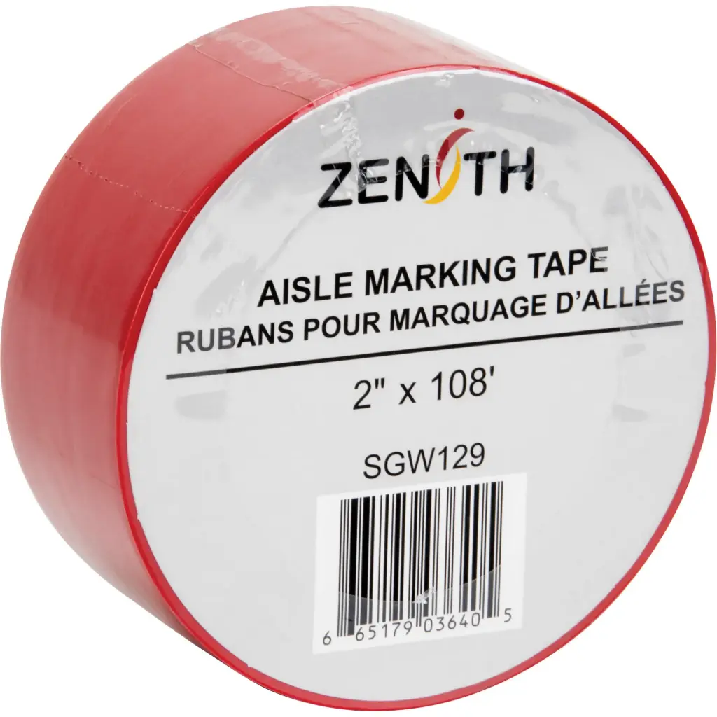 AISLE MARKING TAPE, 2” X 108’, PVC, RED