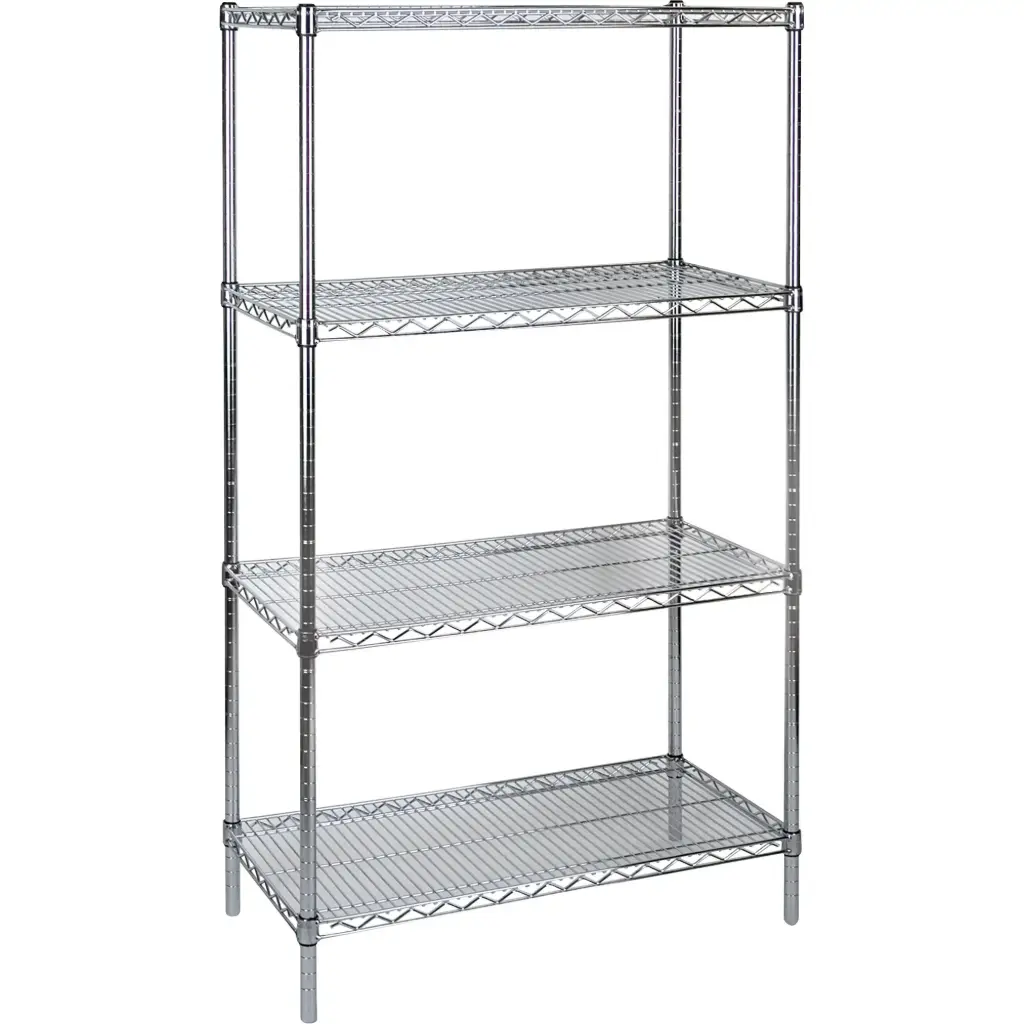 [RN537] ÉTAGÈRE EN TREILLIS CHROMATÉ À USAGE STANDARD, TIERS 4, 72” LA X 63” H X 24” P 