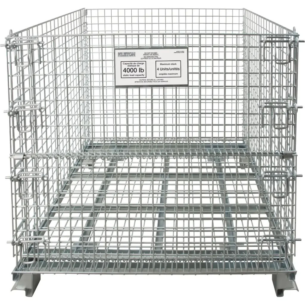 CONTENEUR REPLIABLE EN MÉTAL GRILLAGÉ, 40"X48"X42"H, CAPACITÉ DE 4000 LB
