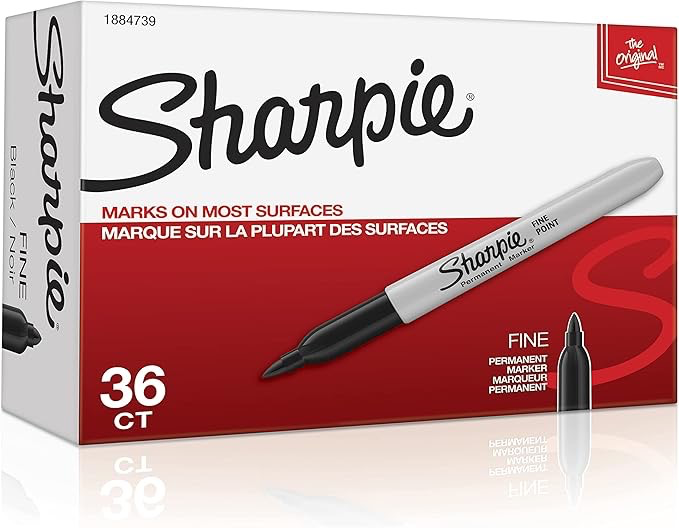 SHARPIE PERMANENT MARKERS, FINE POINT, BLACK, 36 COUNT